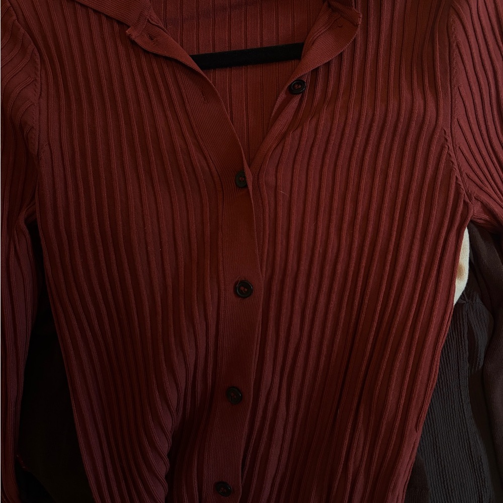 Zara Ribbed Button-Up Cardigan - Picture 2 of 5
